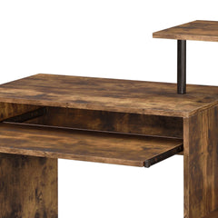 Weathered Oak and Black Computer Desk with Keyboard Tray