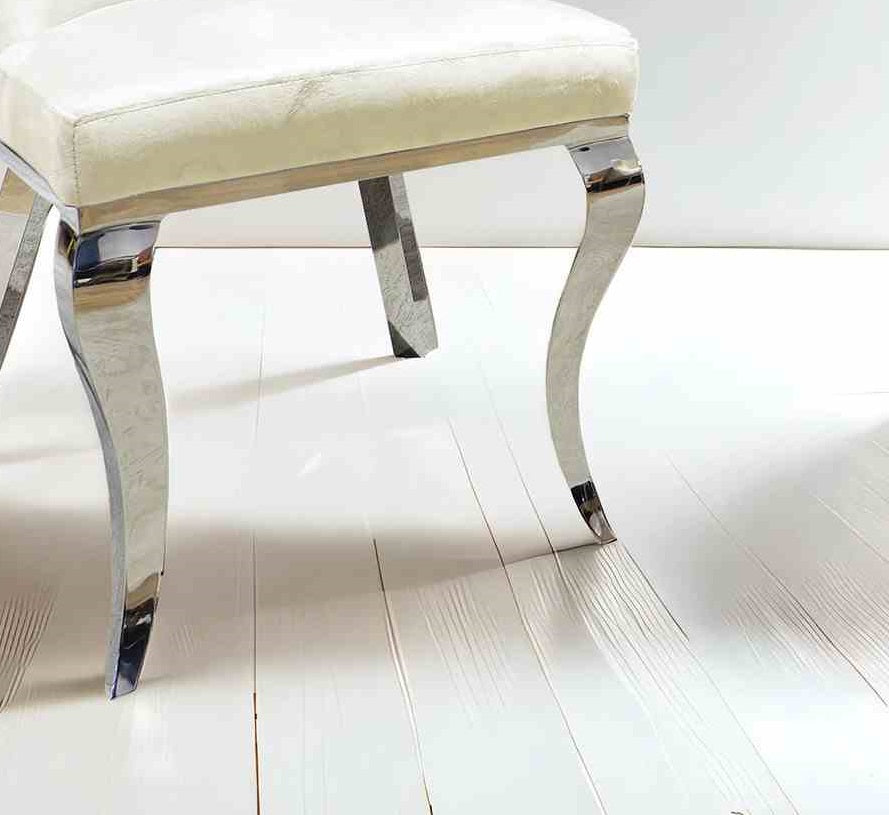 White Finish Glam Style 2pc Side Chair Silver Legs Tiger Printed Upholstered Seat Dining Room