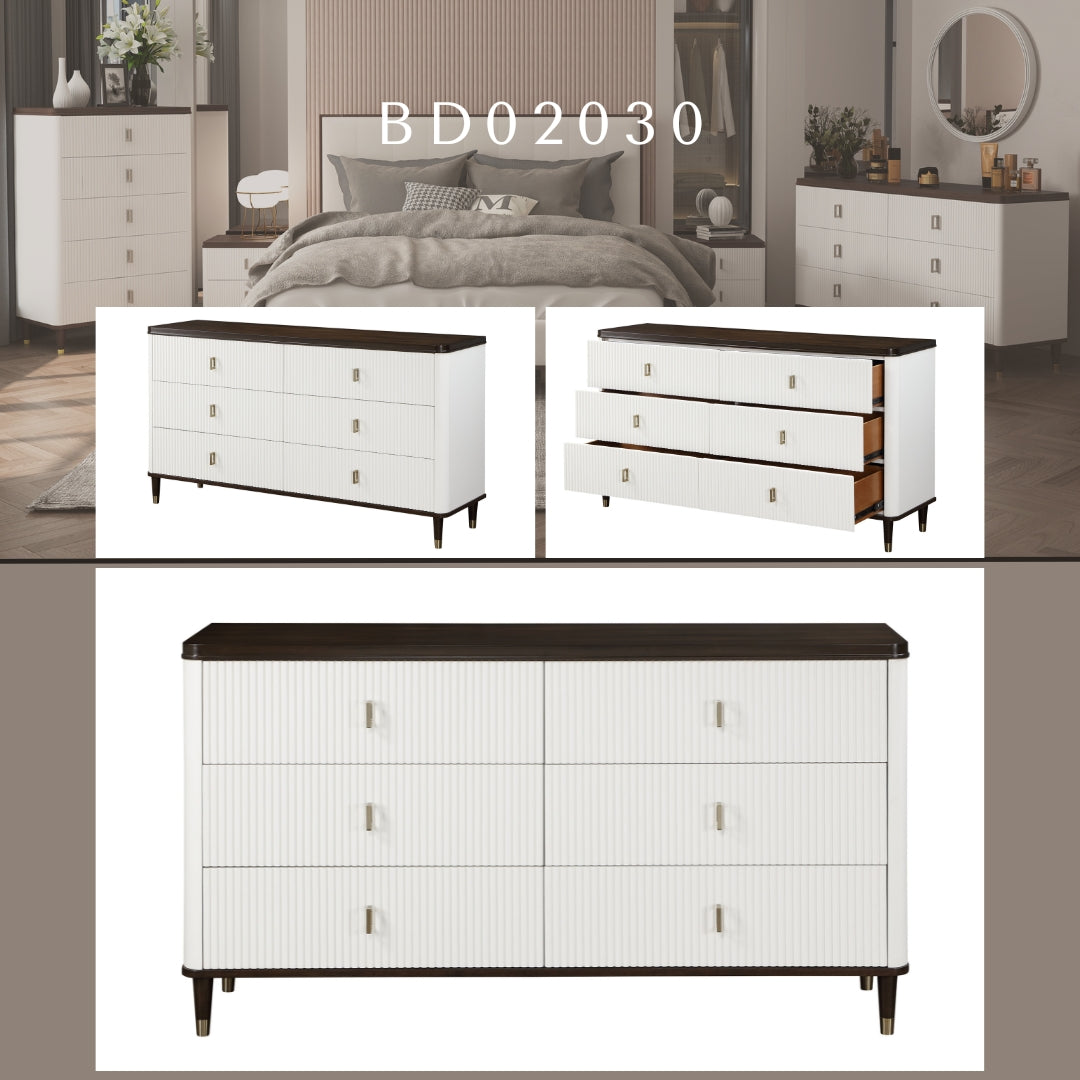 Carena White & Walnut Finish Dresser with Jewerly Tray