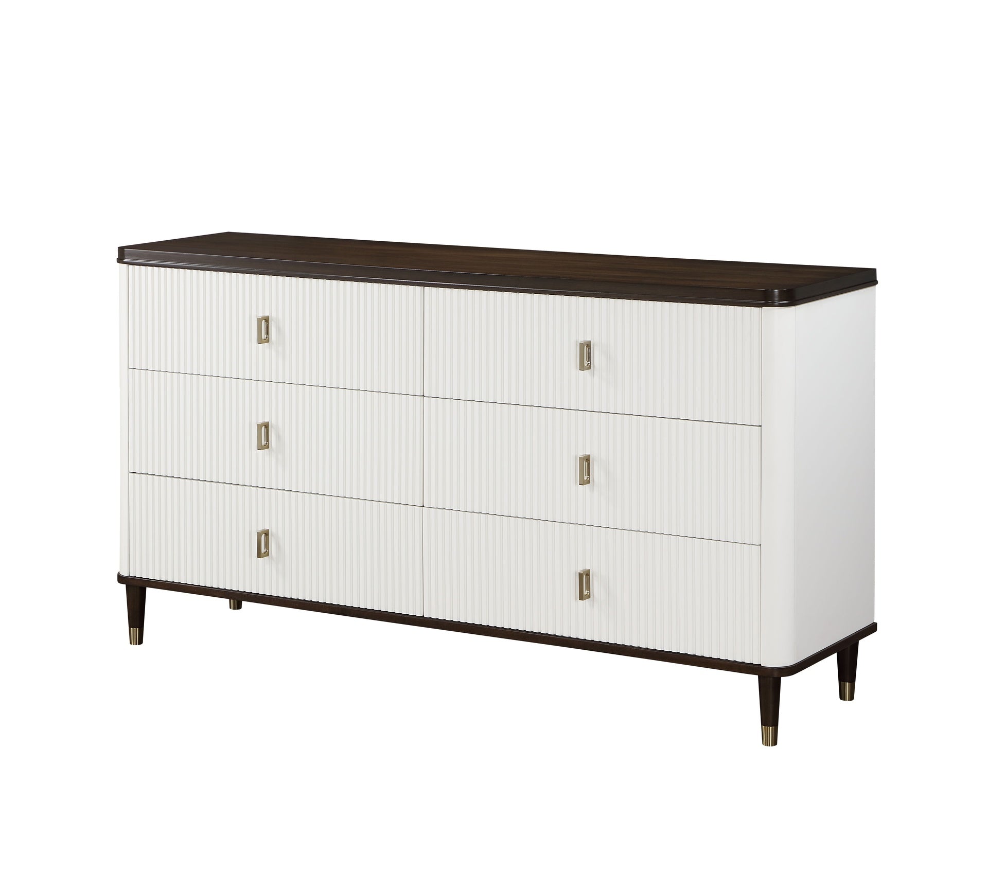 Carena White & Walnut Finish Dresser with Jewerly Tray
