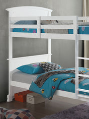 Transition Twin Full Bunk Bed White Finish Plank Style And Bracket Feet