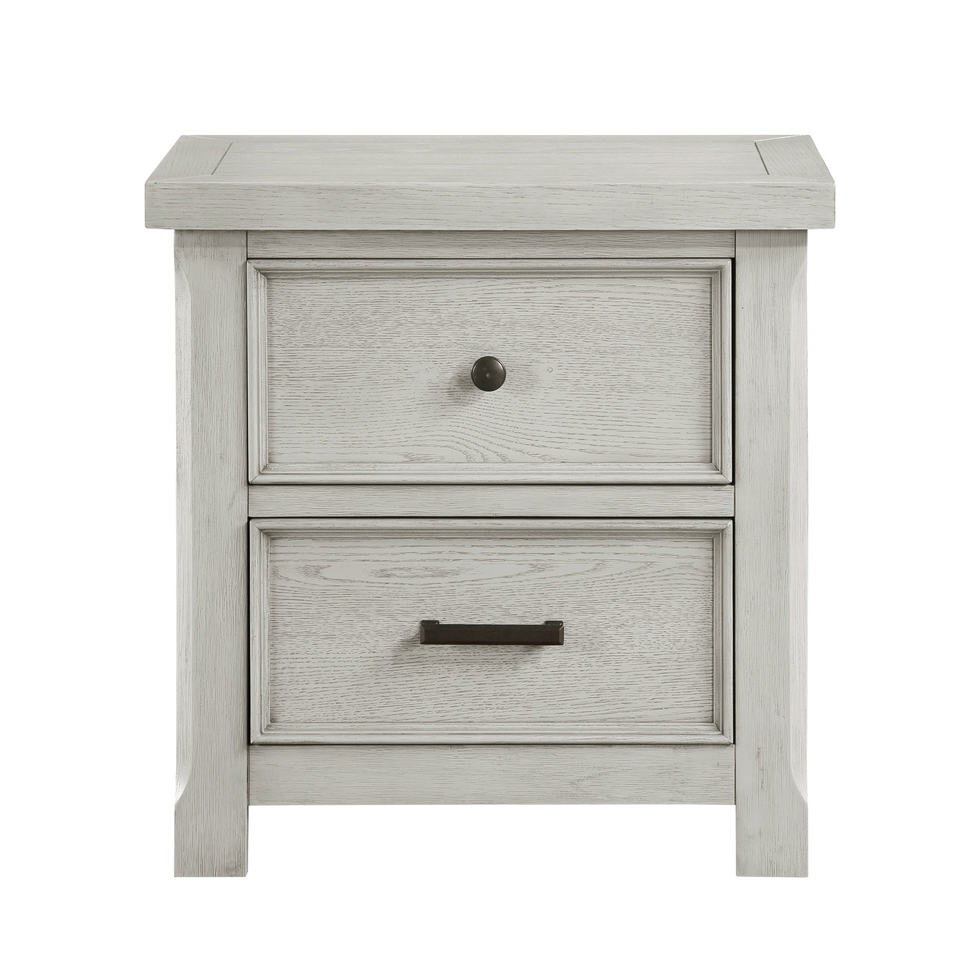Classic Light Gray Finish Nightstand of 2x Drawers Wooden Bedroom Furniture 1pc
