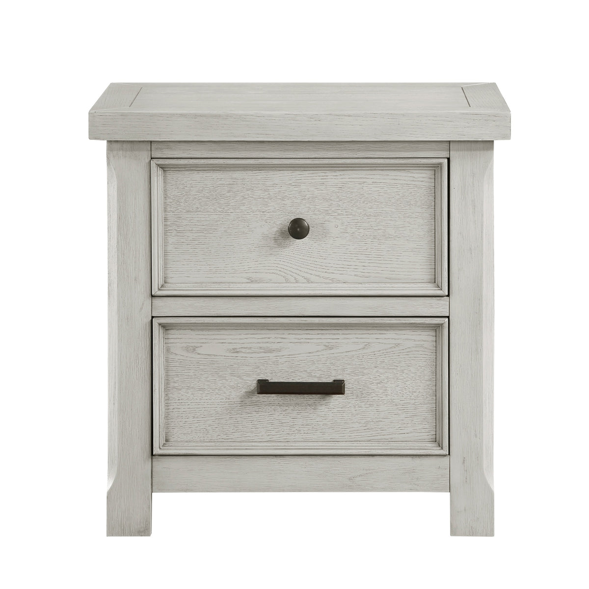 Classic Light Gray Finish Nightstand of 2x Drawers Wooden Bedroom Furniture 1pc