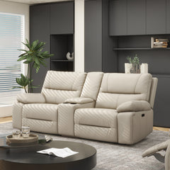 Malibu 79" Modern Power Motion 3-Piece Reclining Loveseat Sofa with Cup Holders, Cream Taupe Beige