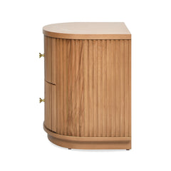 Valentine 24" 2-Drawer Storage Side Table, Natural Brown Beech Wood