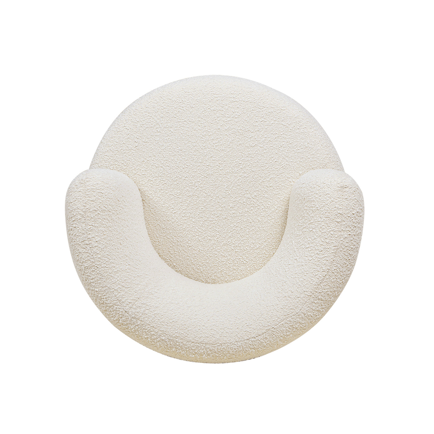 Fuji 360 Swivel Low Barrel Back Accent Chair, Ivory White Boucle