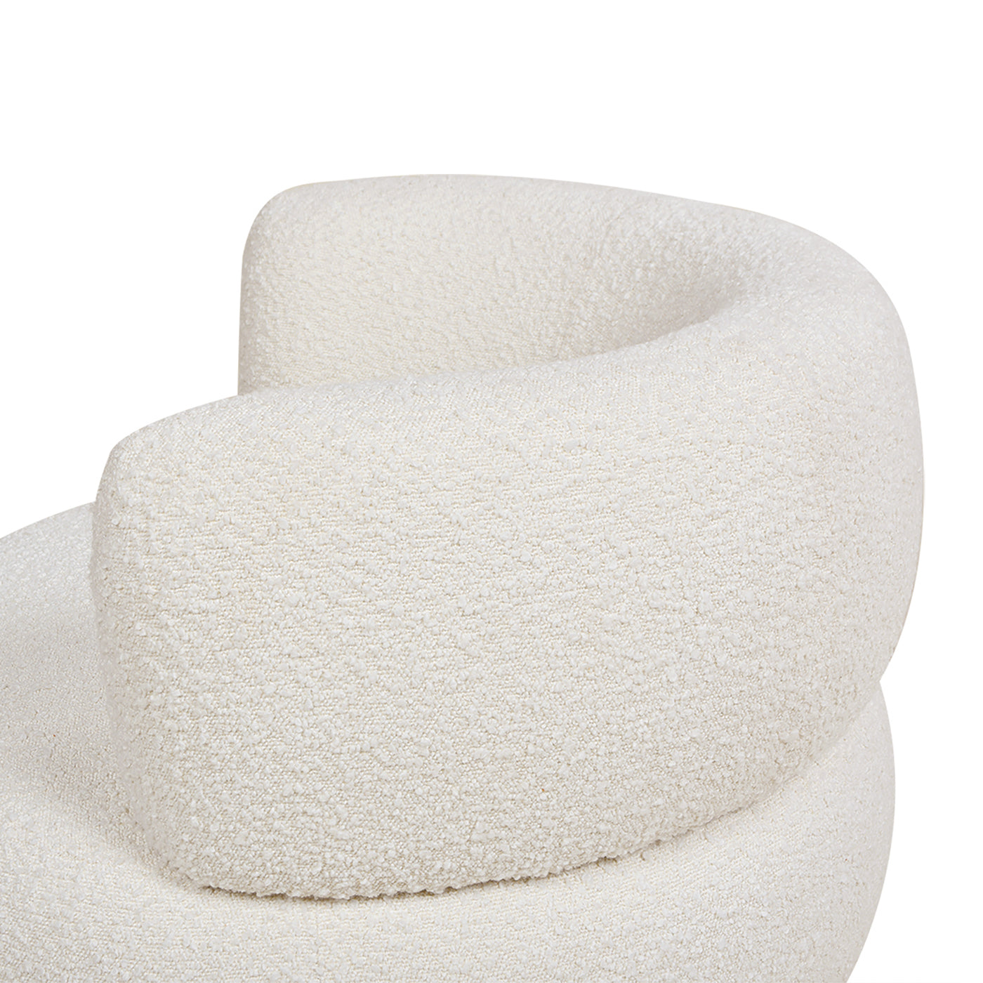 Fuji 360 Swivel Low Barrel Back Accent Chair, Ivory White Boucle