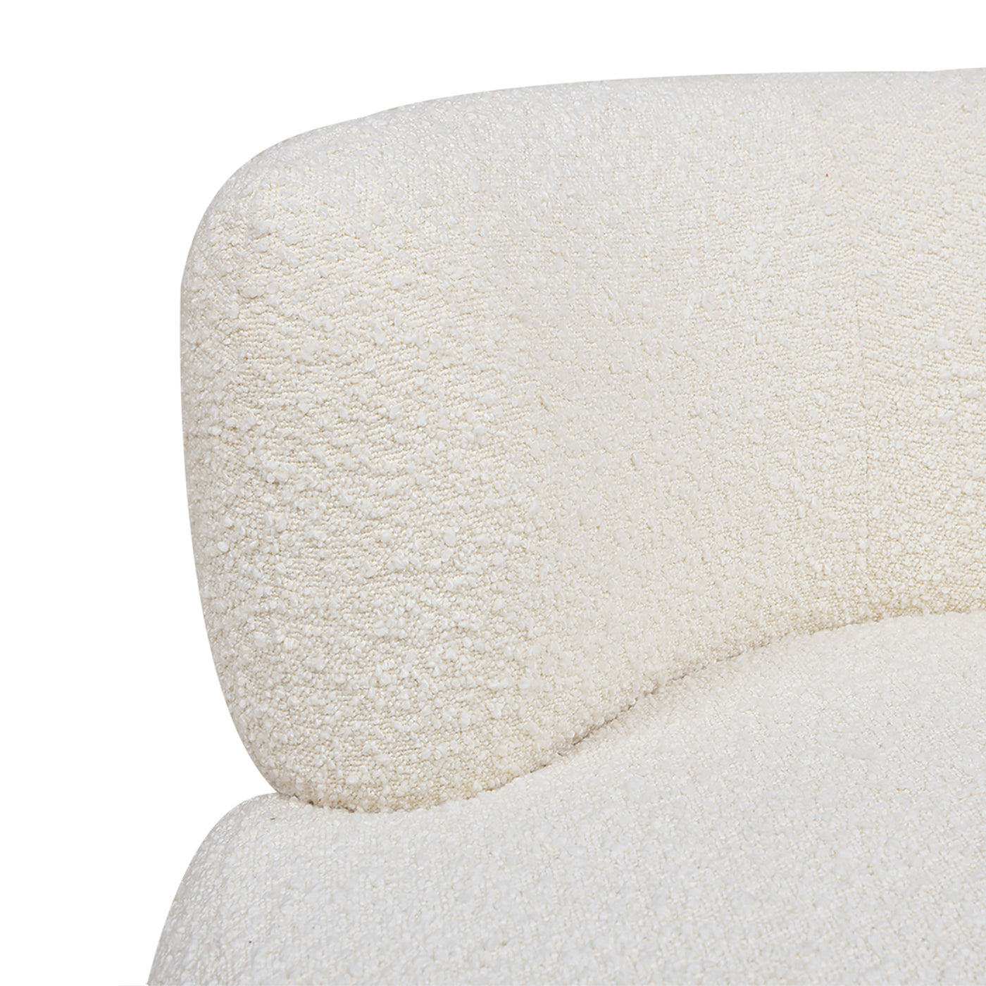 Fuji 360 Swivel Low Barrel Back Accent Chair, Ivory White Boucle