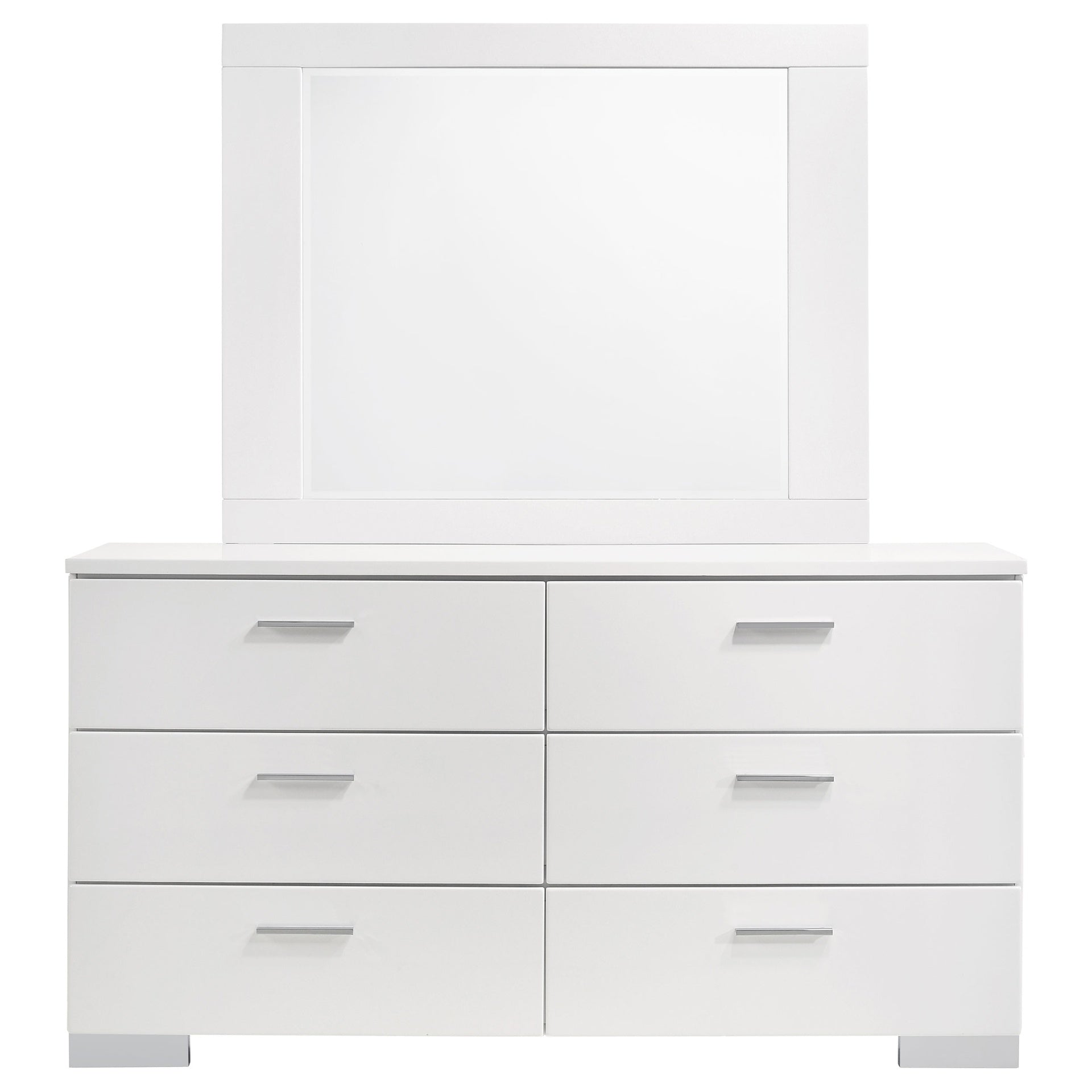 Dulcey White High Gloss 6-drawer Dresser with Mirror