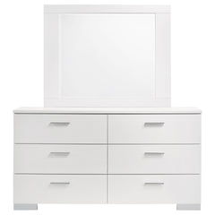 Dulcey White High Gloss 6-drawer Dresser with Mirror