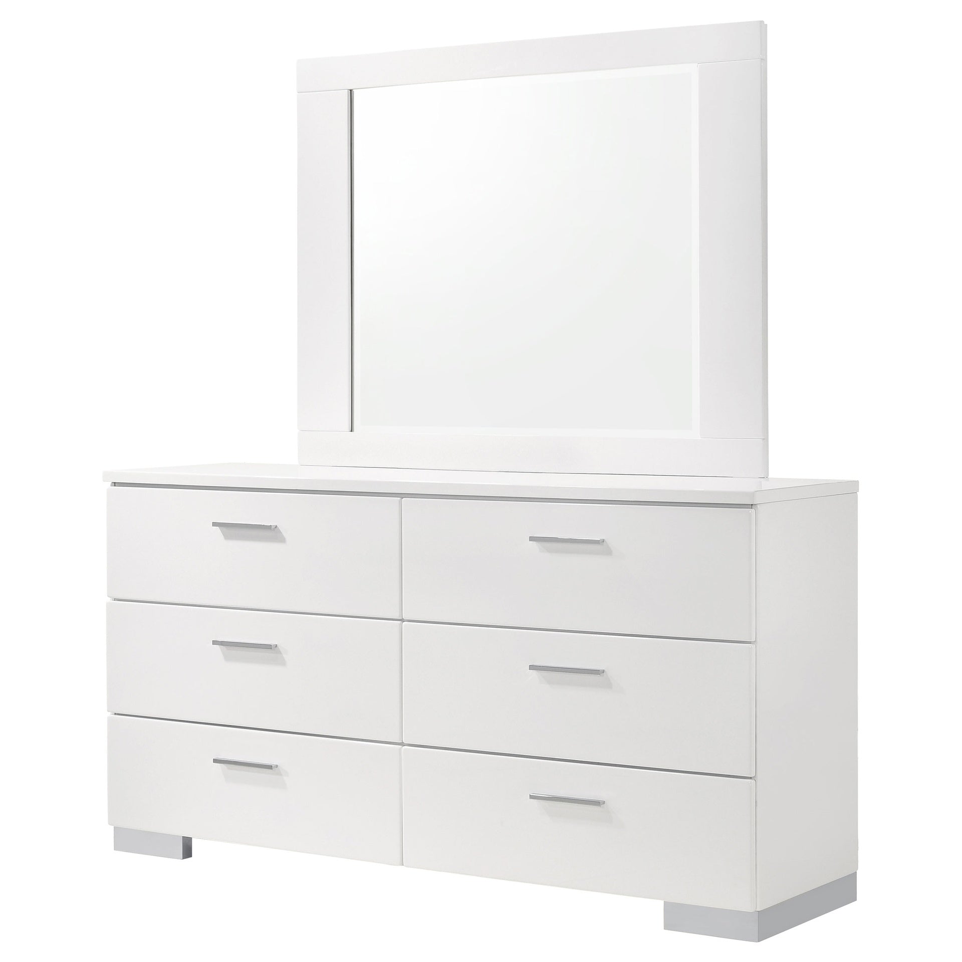 Dulcey White High Gloss 6-drawer Dresser with Mirror