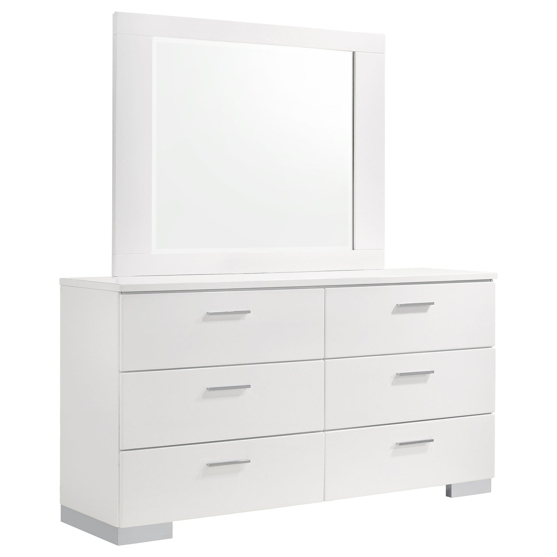 Dulcey White High Gloss 6-drawer Dresser with Mirror