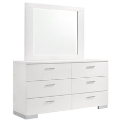 Dulcey White High Gloss 6-drawer Dresser with Mirror