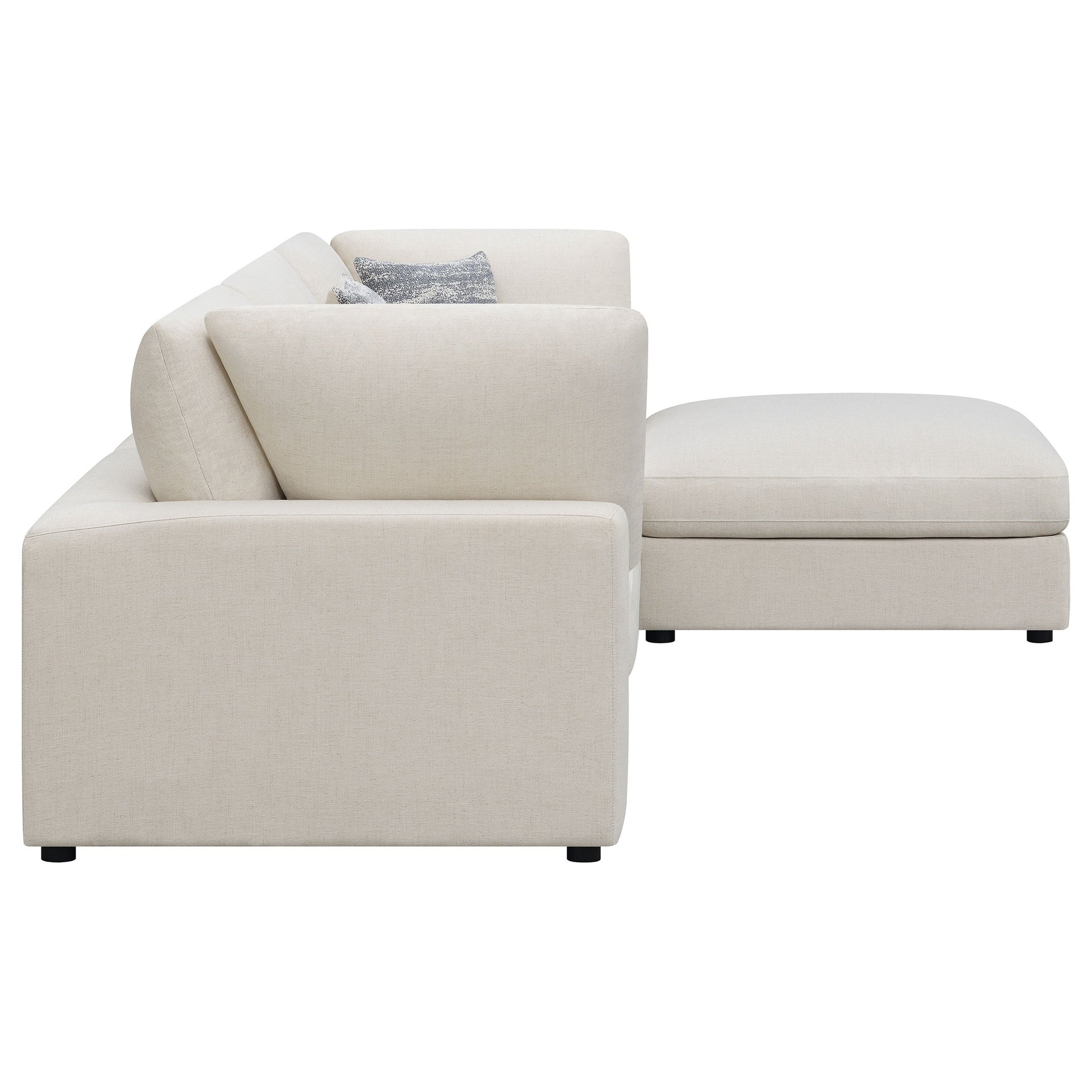 Rhette Beige 4-piece Upholstered Sectional with Ottoman
