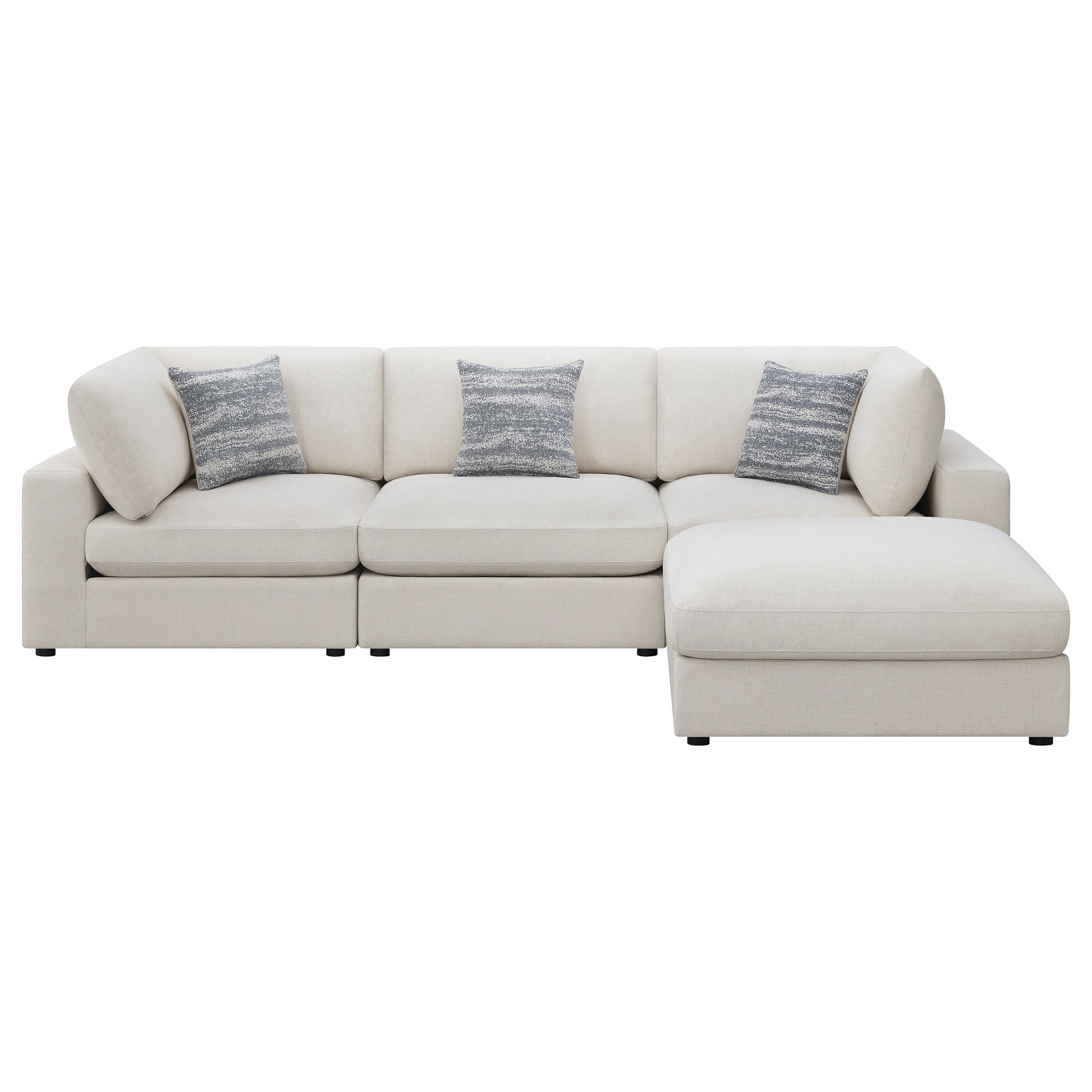 Rhette Beige 4-piece Upholstered Sectional with Ottoman