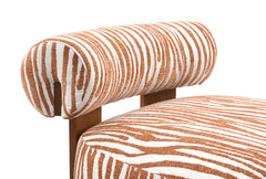 1pc Accent Chair zebra Strips Fabric Hight Density Foam Cylindrical Backrest Rustic Orange Finish Primary Living Room