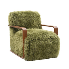 Contemporary Style 1pc Accent Chair Green Finish Retro Inspired Curves Wooden Arms Tight Seat And  Back Primary Living Room