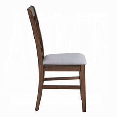 Set of 2 Dining Chairs Modern Contemporary Brown Finish Cross Back Padded Seat Cushion Kitchen Dining Furniture
