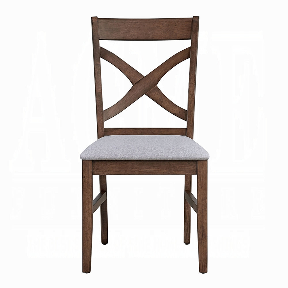 Set of 2 Dining Chairs Modern Contemporary Brown Finish Cross Back Padded Seat Cushion Kitchen Dining Furniture