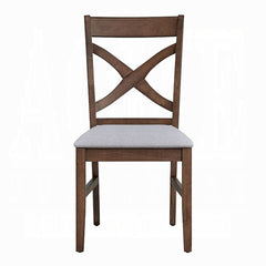Set of 2 Dining Chairs Modern Contemporary Brown Finish Cross Back Padded Seat Cushion Kitchen Dining Furniture