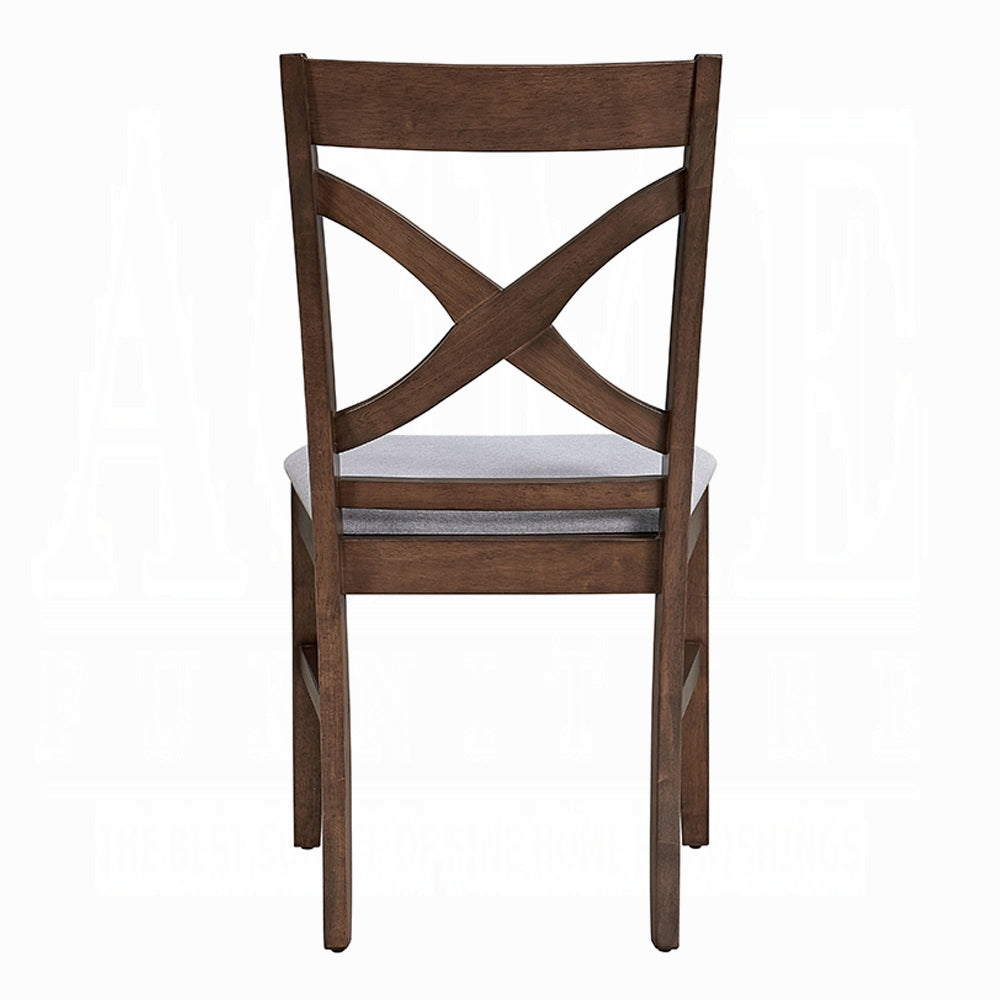 Set of 2 Dining Chairs Modern Contemporary Brown Finish Cross Back Padded Seat Cushion Kitchen Dining Furniture