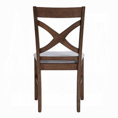 Set of 2 Dining Chairs Modern Contemporary Brown Finish Cross Back Padded Seat Cushion Kitchen Dining Furniture