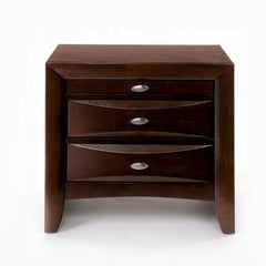 1pc Espresso Finish Nightstand Two Storage Drawers and Pull Out Tray Wooden Bedroom Furniture