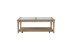 Frosted Glass Top Cocktail Table With Casters