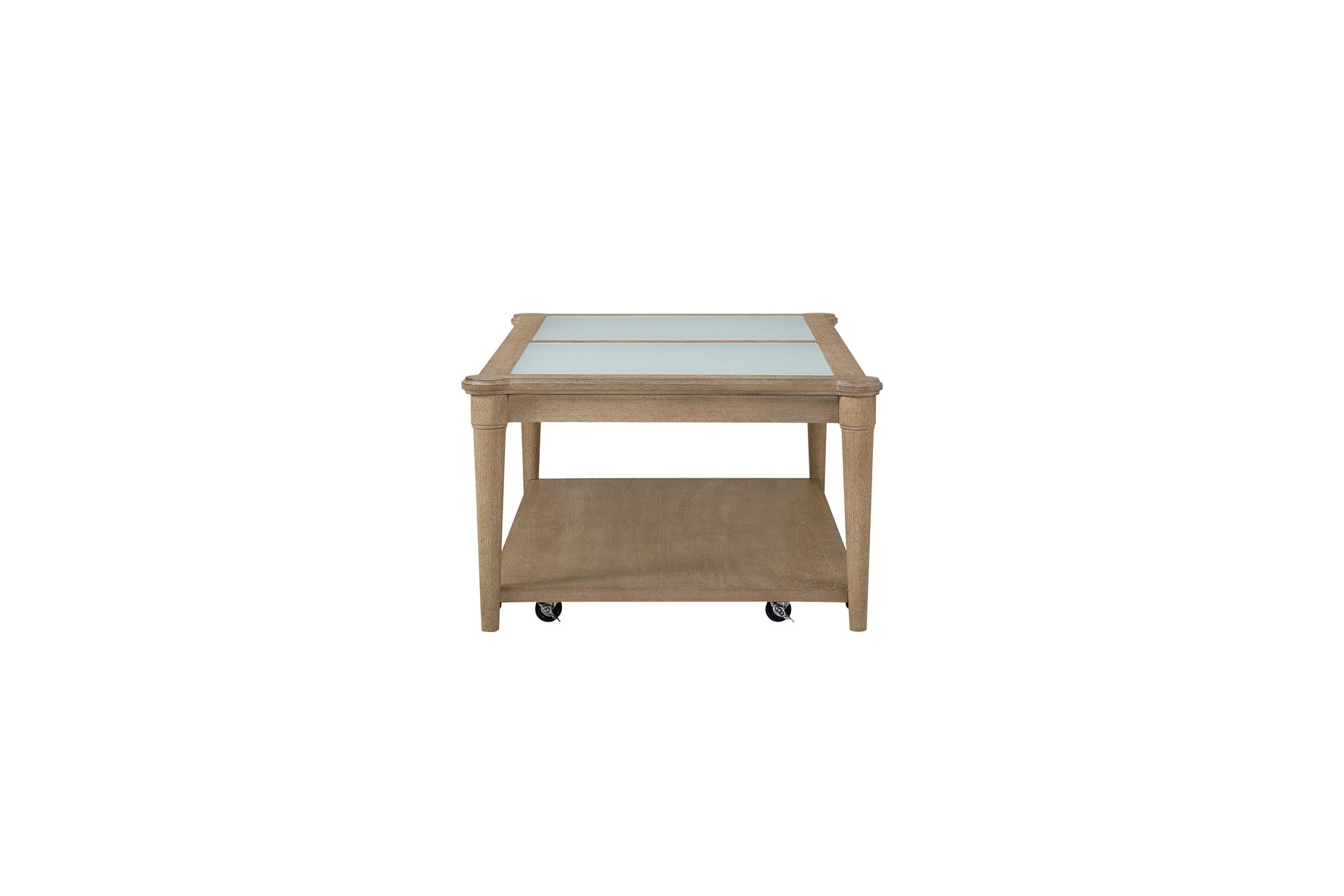 Frosted Glass Top Cocktail Table With Casters