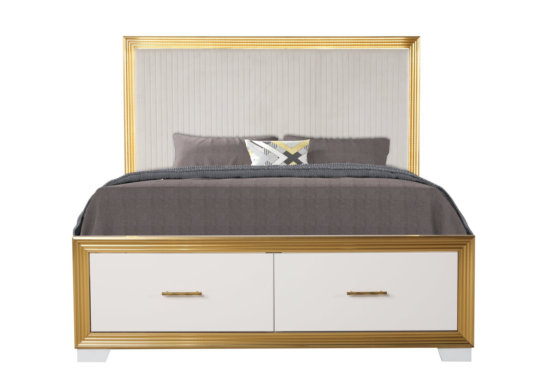 OBSESSION Contemporary Style King Tufted Bed Made with Wood & Gold Finish (NJ INVENTORY)
