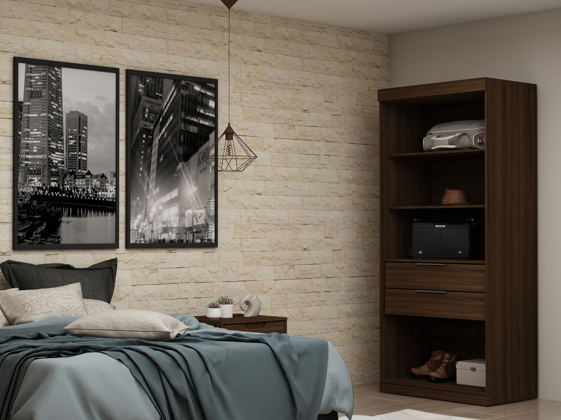 Wardrobe Closet in Chestnut Brown