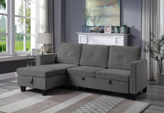 Novella 82.5"W Dark Gray Velvet Reversible Sleeper Sectional Sofa with Storage Chaise