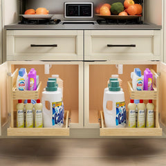 Under Sink Organizers and Storage 22½" W x 21" D, 2 Tier Pull Out Cabinet Organizer with Hard Close, Adjustable Pull Out Cabinet organizer with U Bracket for Bathroom Kitchen(Right)