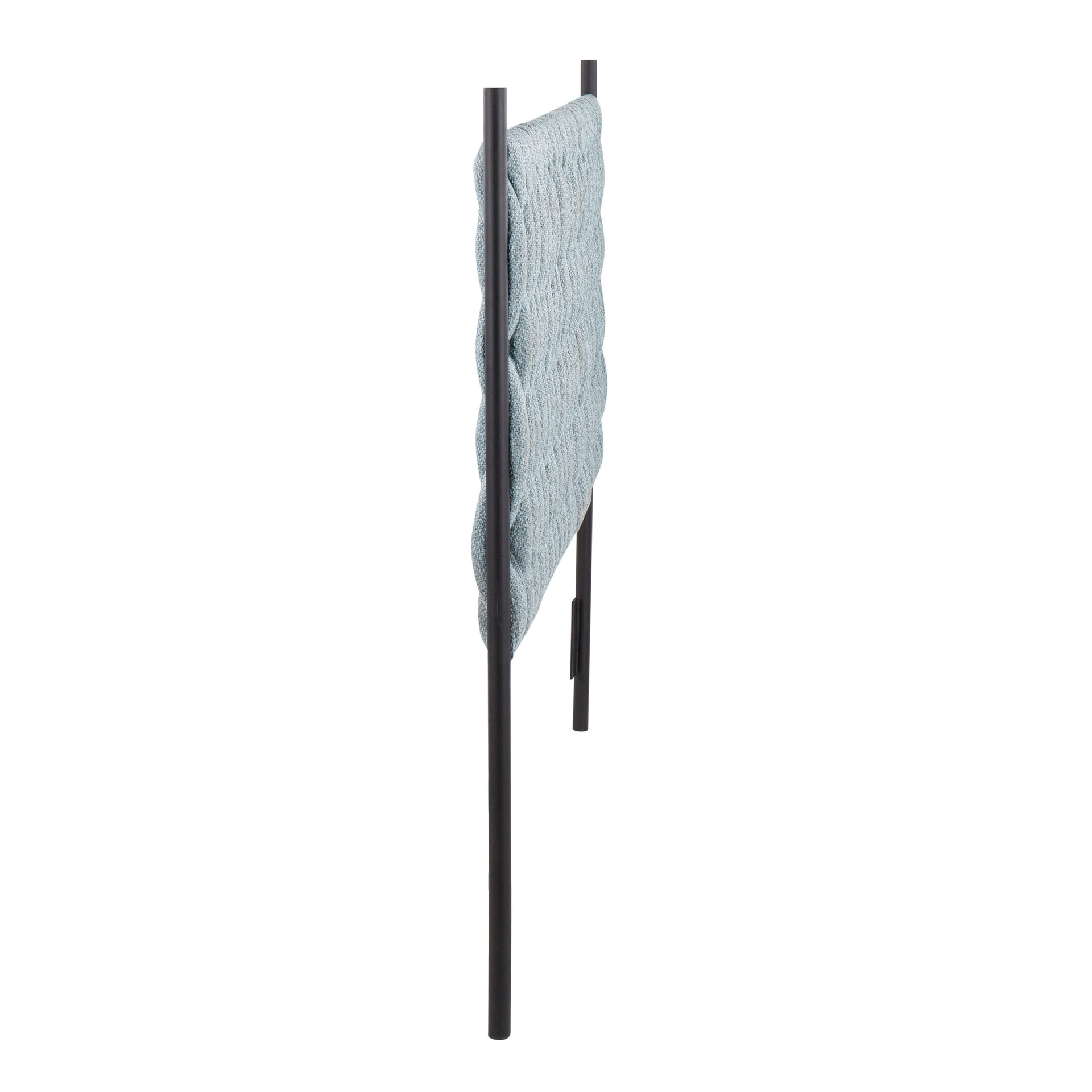 Braided Matisse Queen Size Headboard in Black Metal and Blue Fabric by LumiSource