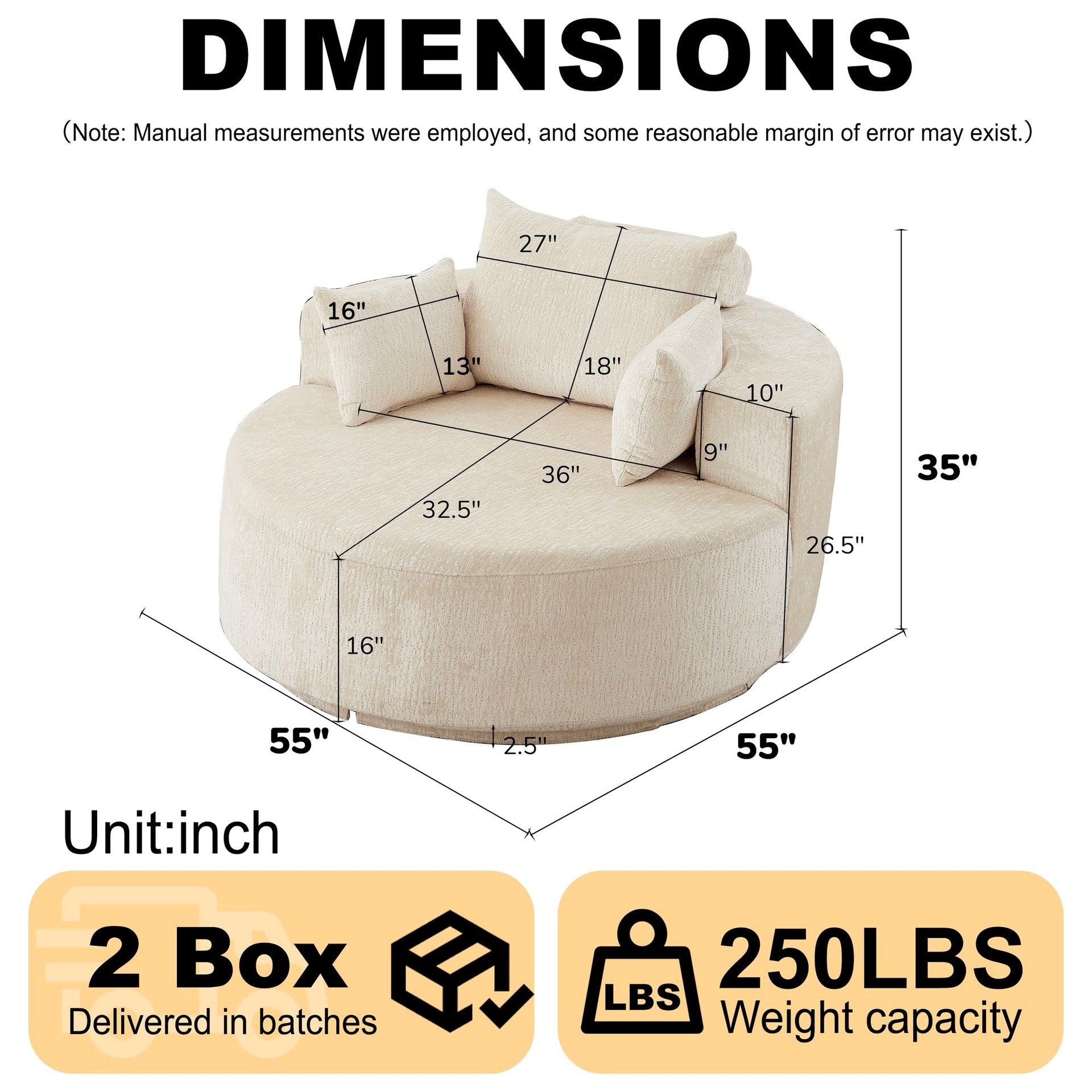 55''L Chenille Foam Single Swivel Chair, Fluffy Modern Sleeper, 360 Degree Swivel Chair for Living Room, Bedroom, Lounge and Projection Room