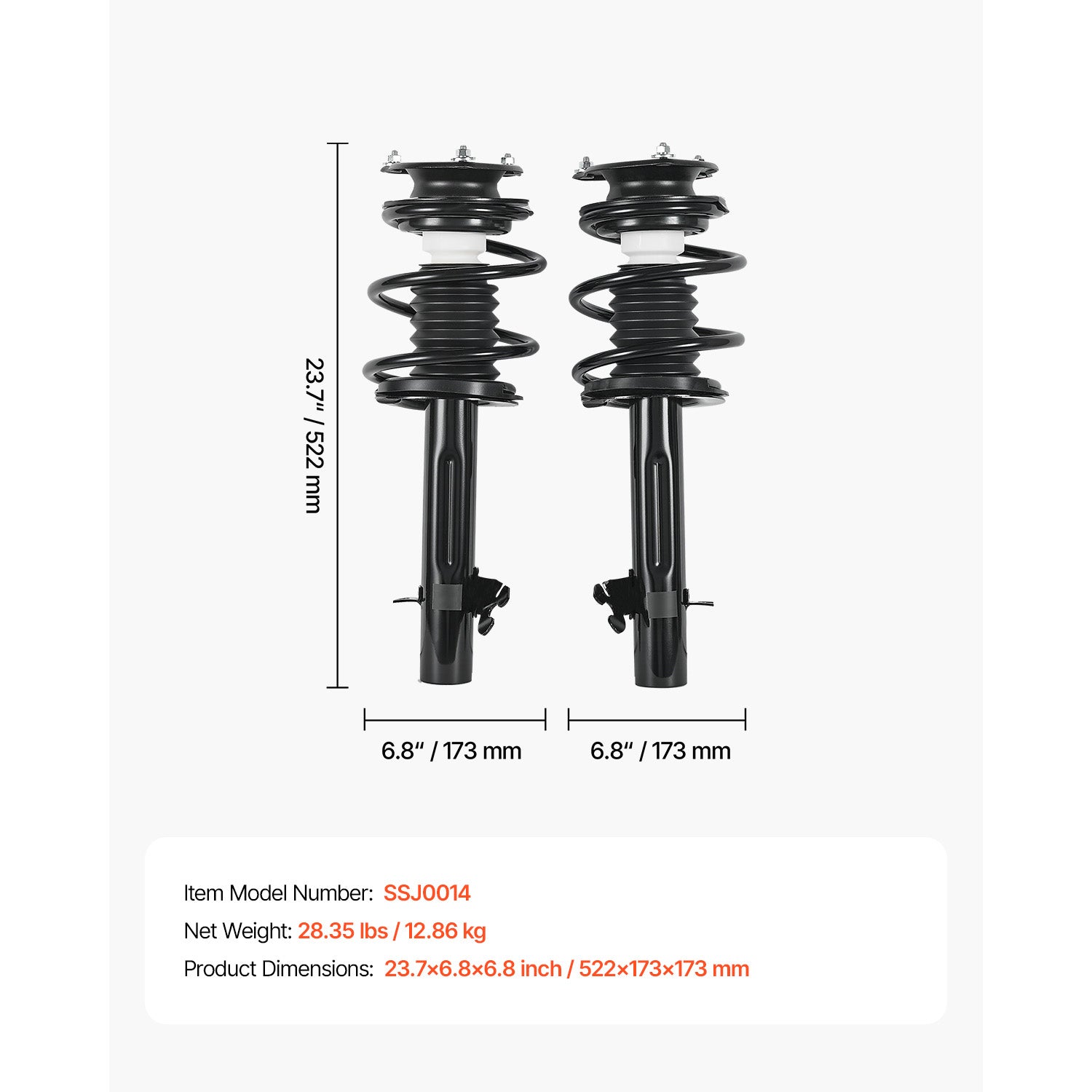 Front Shock Absorber Strut Assembly 2Pcs 2002-2006 Mini Cooper Convertible