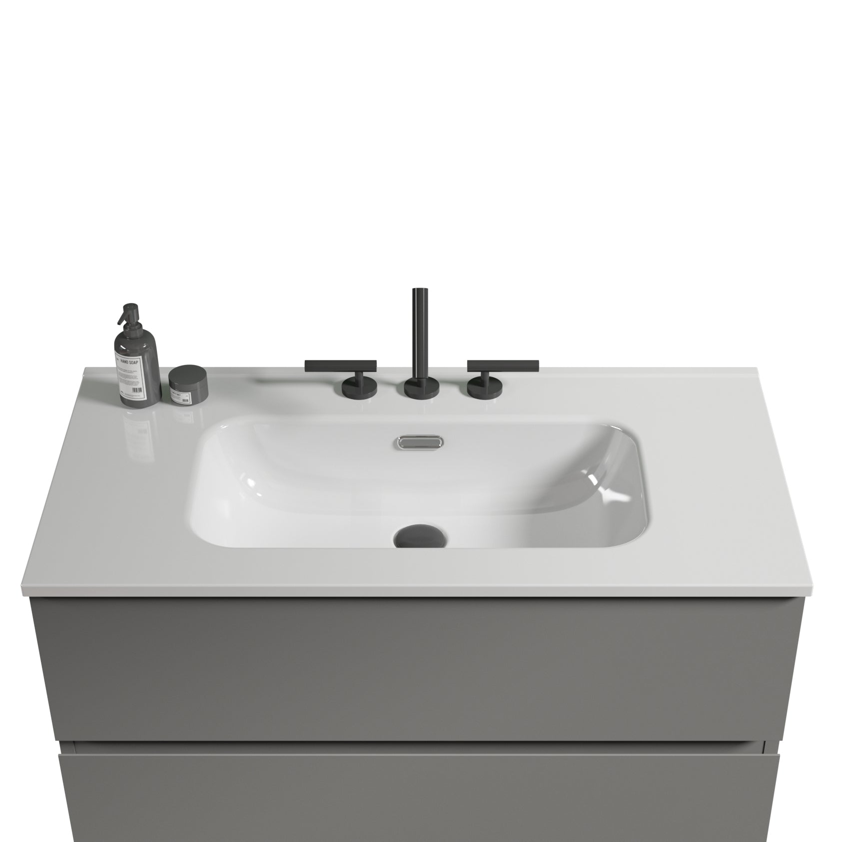BB0936Y331, Integrated white ceramic basin, drain assembly NOT included