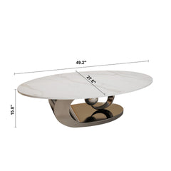 Marble Coffee Table with Sculptural Stainless Steel Base