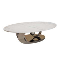 Marble Coffee Table with Sculptural Stainless Steel Base