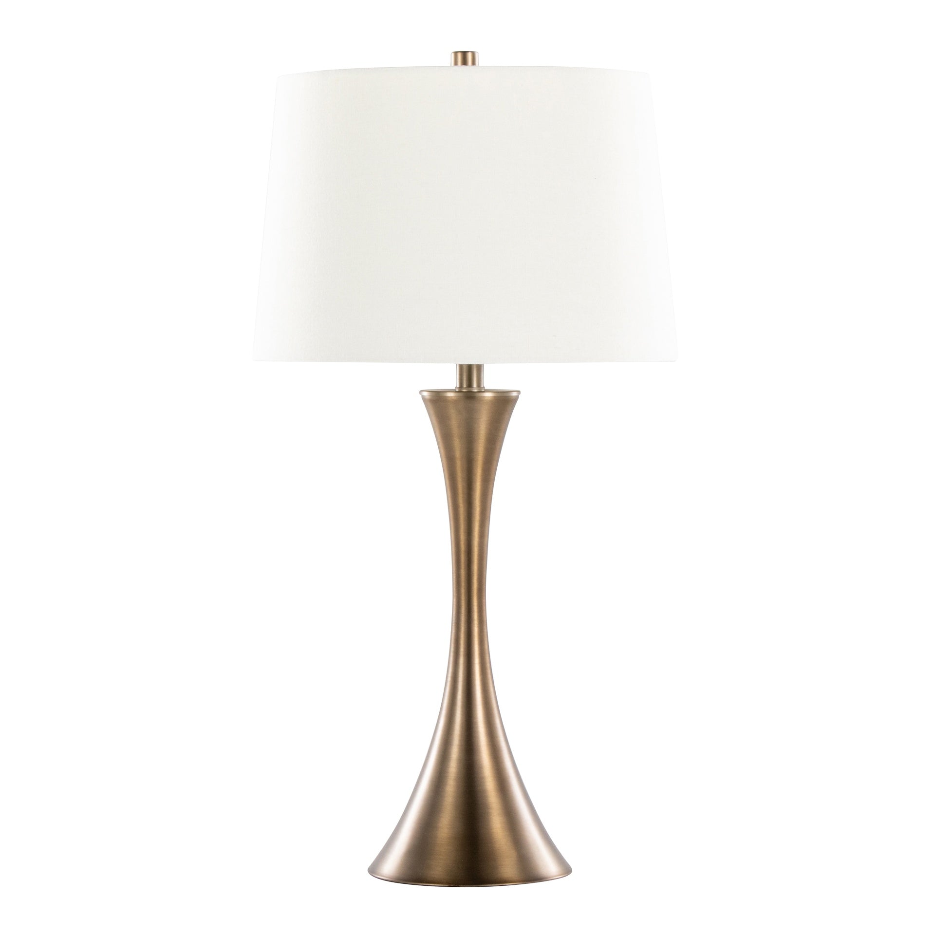 Lenuxe 29" Contemporary Metal Table Lamp in Matte Golden Bronze with Off-White Linen Shade from Grandview Gallery by LumiSource - Set of 2