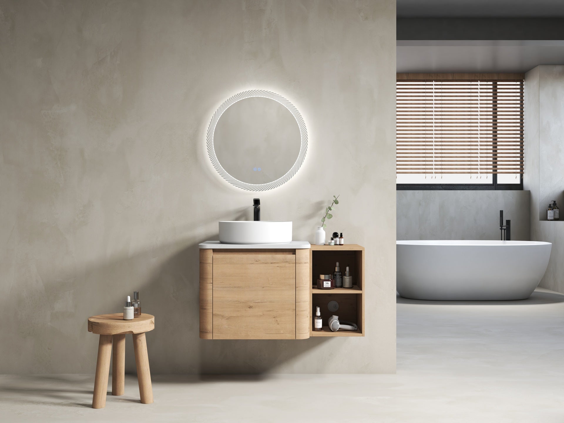 36'' Wall-Mounted Bathroom Vanity With Ceramic Art Sink, and Storage Shelves, Soft-Close Door, KD-Packing, Plywood
