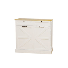 Kitchen Trash Can Storage Cabinet with 2 Drawers & 1 Tilt Out Trash Cabinet & 1 door with storage rack & 2 Shelves for Kitchen, Dinning Room, Living Room-White