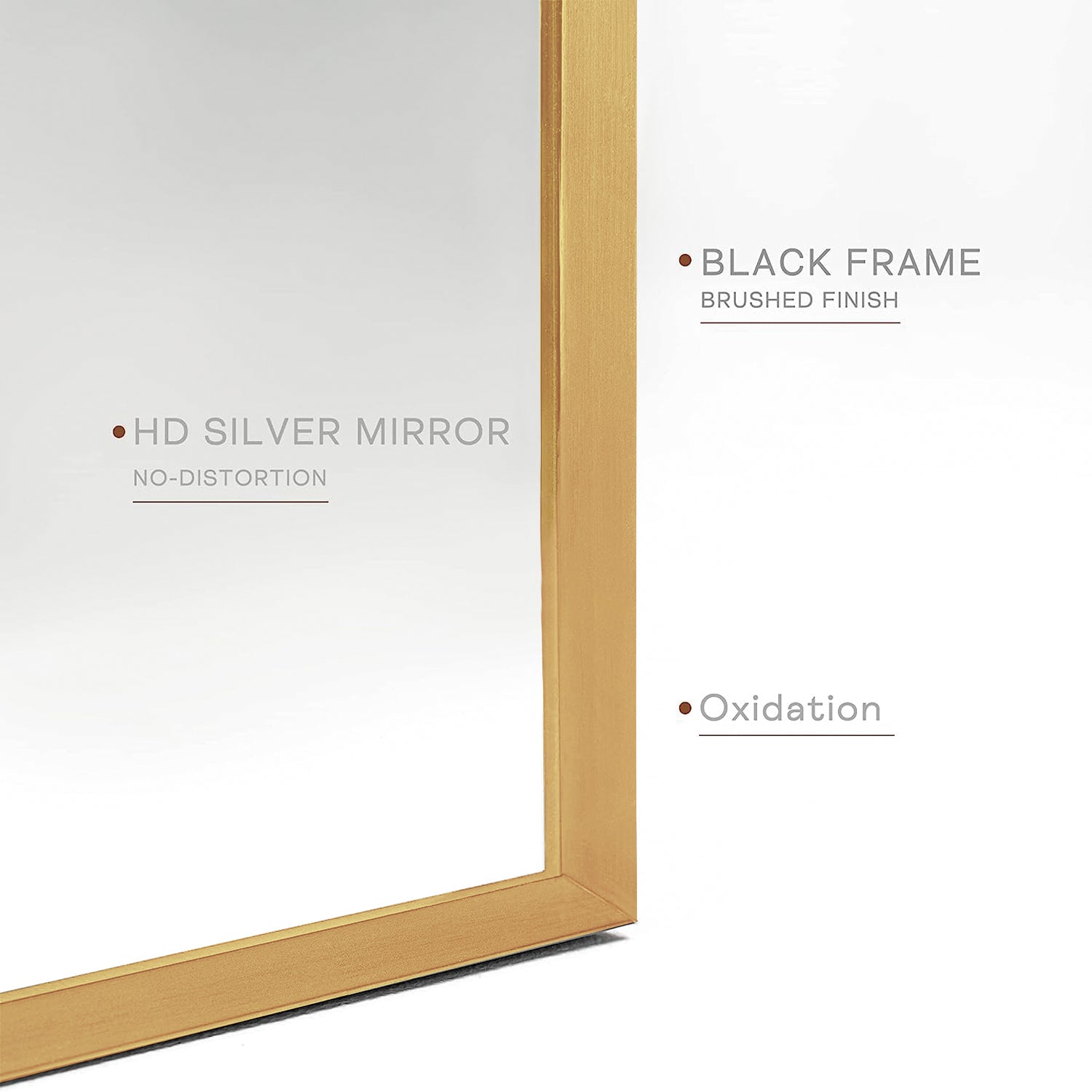 24x36 Inch Gold Metal Framed Arched Bathrrom Mirror for Wall.(W2203134100)