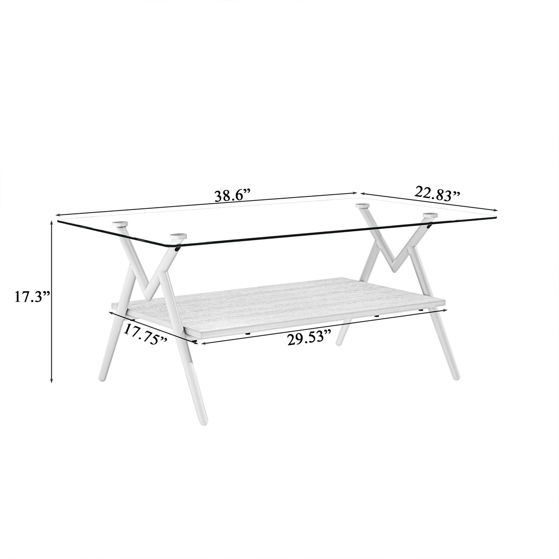 Coffee Table and End tables Set of 3, Tempered Glass Table with MDF layer, Modern Tables for Living Room , Transparent Glass