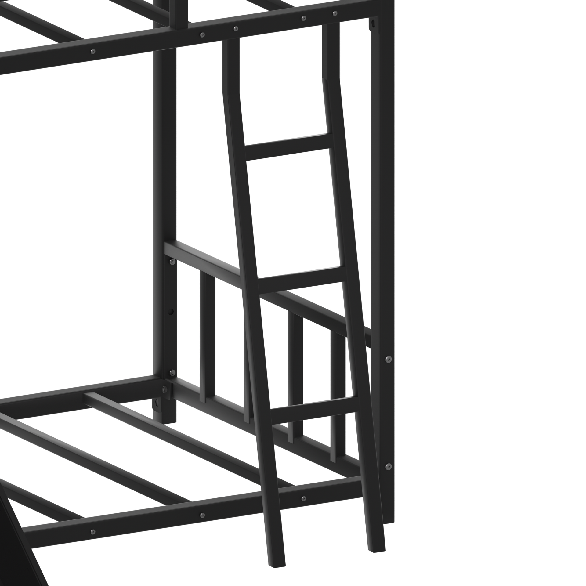 Bunk Bed with Ladder and Slide, metal Bed Frame with Safety Guard Rails, Black,Custom mattress needed