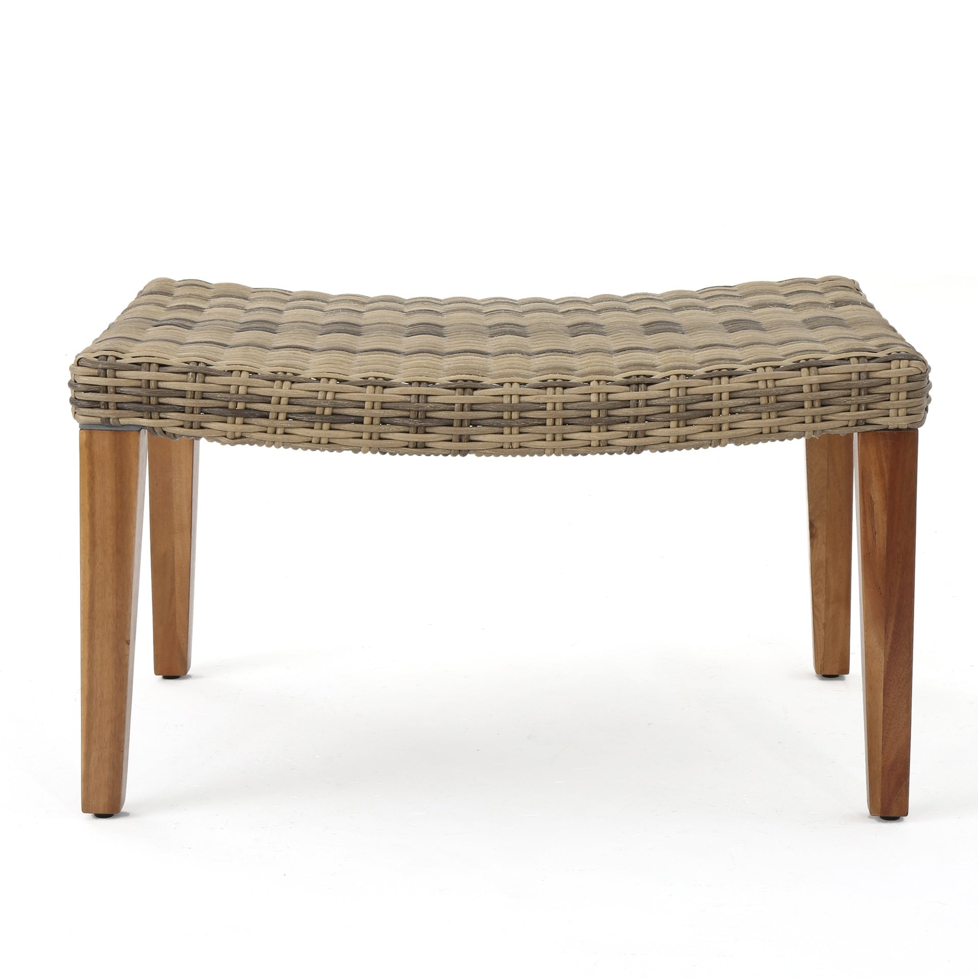 HAMPTON WOOD + WICKER OTTOMAN
