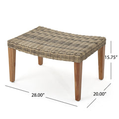 HAMPTON WOOD + WICKER OTTOMAN