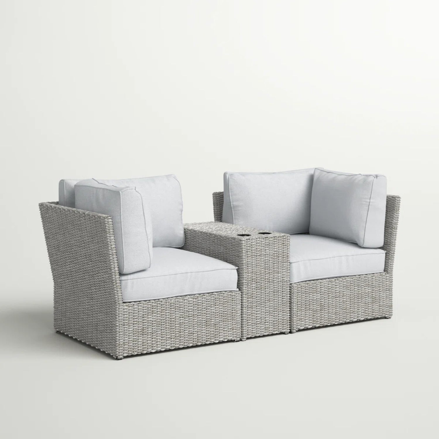 Fully Assembled 2-Person Wicker Patio Sofa Seating Group with Cushions