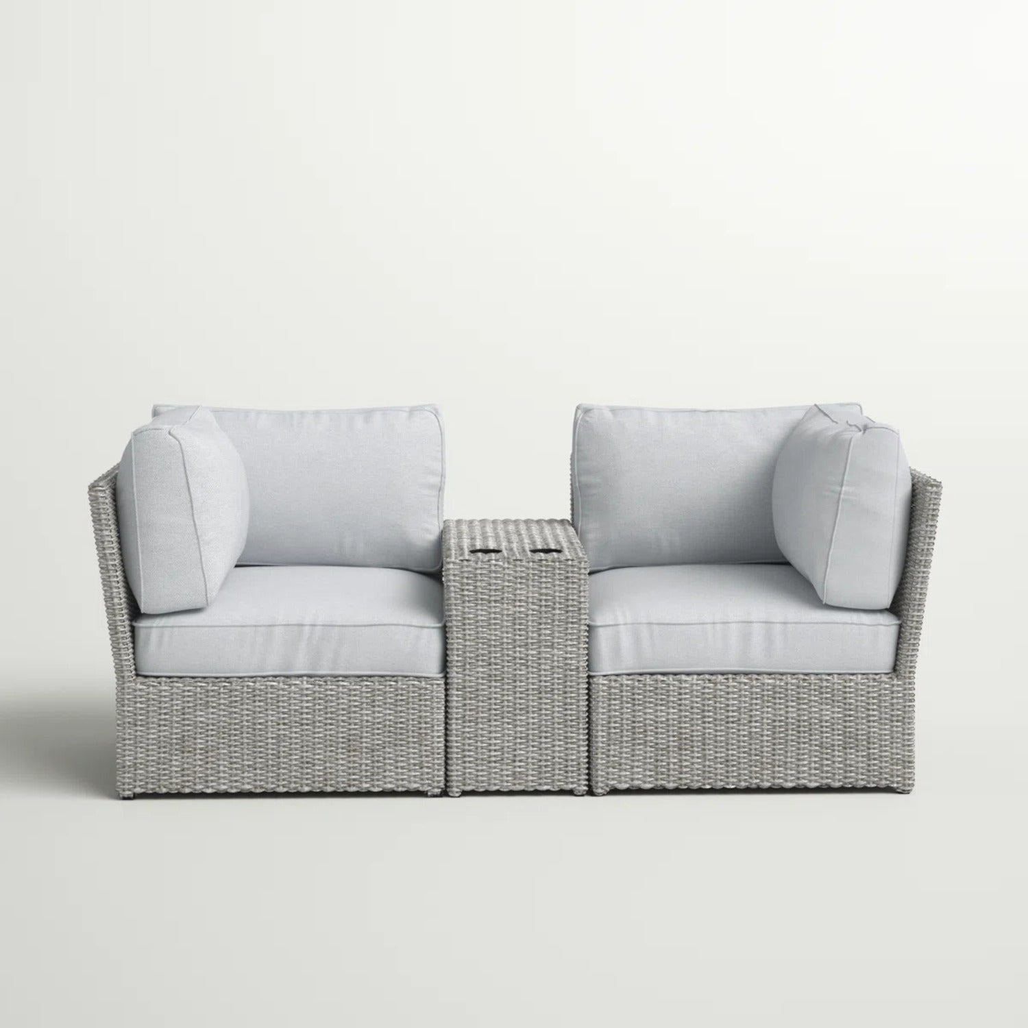 Fully Assembled 2-Person Wicker Patio Sofa Seating Group with Cushions