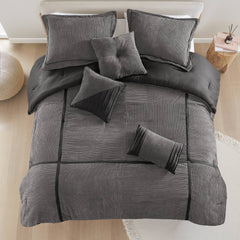 7 Piece Micro Corduroy Comforter Set Grey Cal King